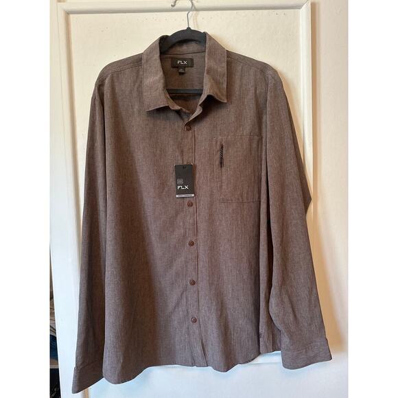 FLX Stretch Long Sleeve Button Up Shirt XXL NEW - Picture 1 of 6